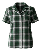 Boxercraft Women's Boxy Flannel Shirt. BW7101 - Green/ White Plaid