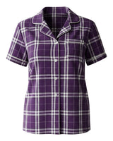 Boxercraft Women's Boxy Flannel Shirt. BW7101 - Purple/ White Plaid