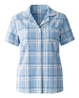 Boxercraft Women's Boxy Flannel Shirt. BW7101 - Sky Blue Carnegie Plaid
