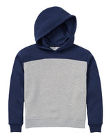 Boxercraft Youth Colorblocked Hooded Sweatshirt. BY5404 - Navy/ Oxford Heather
