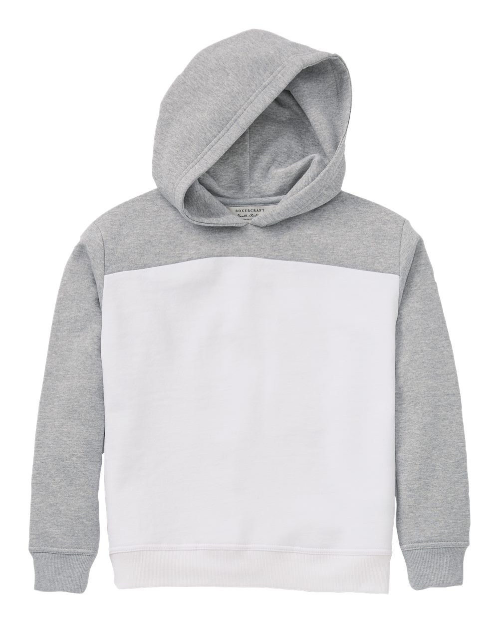 Boxercraft Youth Colorblocked Hooded Sweatshirt. BY5404 - Oxford Heather/ White