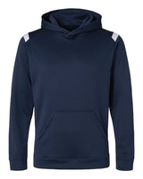 Badger Unisex On The Rise Performance Hooded Sweatshirt. B11013 - Navy/ White