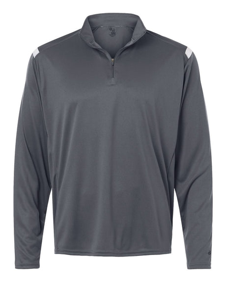 Badger Men's On The Rise Quarter-Zip Pullover. 4265 - Graphite/ White