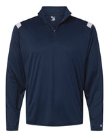 Badger Men's On The Rise Quarter-Zip Pullover. 4265 - Navy/ White