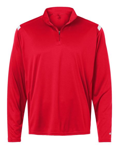 Badger Men's On The Rise Quarter-Zip Pullover. 4265 - Red/ White