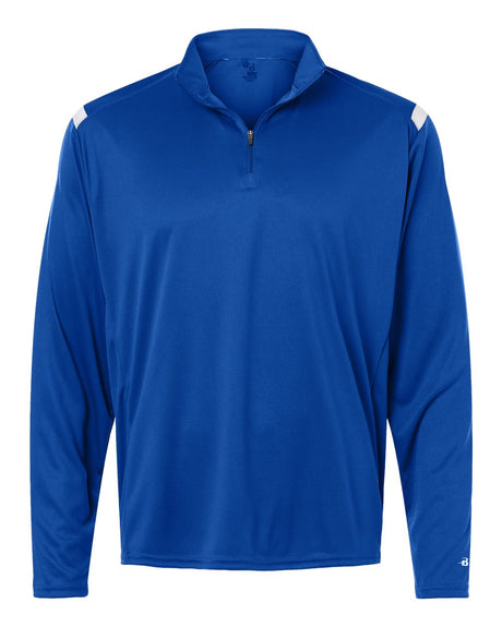 Badger Men's On The Rise Quarter-Zip Pullover. 4265 - Royal/ White