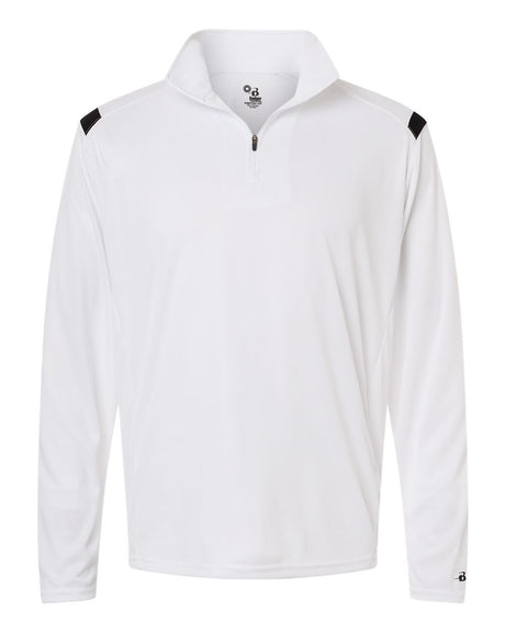 Badger Men's On The Rise Quarter-Zip Pullover. 4265 - White/ Black