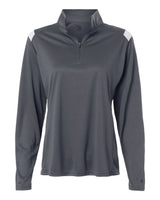 Badger Women's On The Rise Quarter-Zip Pullover. 4266 - Graphite/ White