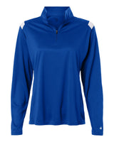 Badger Women's On The Rise Quarter-Zip Pullover. 4266 - Royal/ White