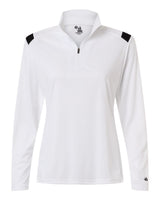 Badger Women's On The Rise Quarter-Zip Pullover. 4266 - White/ Black