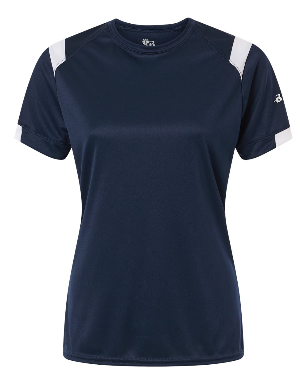 Badger Women's On The Rise T-Shirt. 4380 - Navy/ White