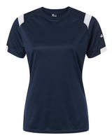 Badger Women's On The Rise T-Shirt. 4380 - Navy/ White