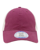 Infinity Her Women's Peached Twill Mesh Back Cap. ANNIE - Berry/ White