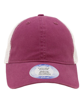 Infinity Her Women's Peached Twill Mesh Back Cap. ANNIE - Berry/ White