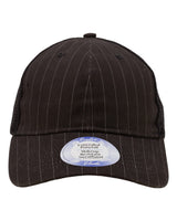 Infinity Her Women's Peached Twill Mesh Back Cap. ANNIE - Black Pinstripe/ Black