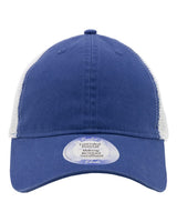 Infinity Her Women's Peached Twill Mesh Back Cap. ANNIE - Sapphire/ White