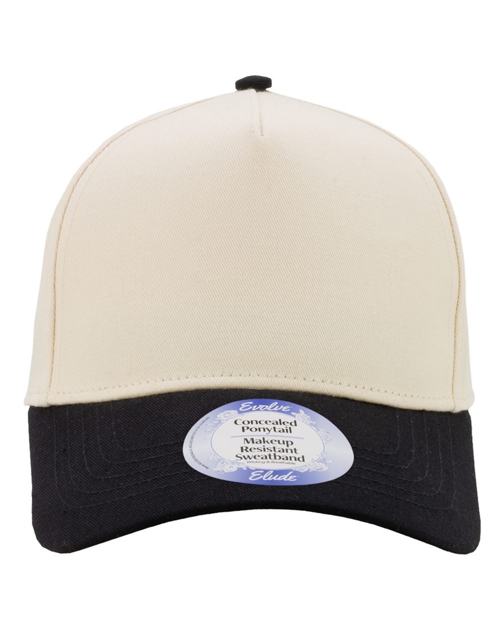 Infinity Her Women's Two-Tone Five-Panel Cap. COLBIE - Ivory/ Black/ Leopard Camo