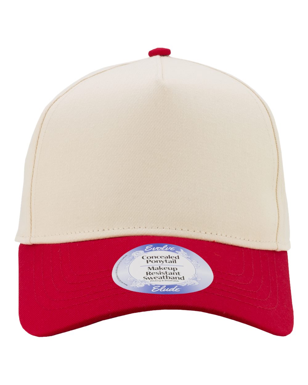 Infinity Her Women's Two-Tone Five-Panel Cap. COLBIE - Ivory/ Red/ Leopard Camo