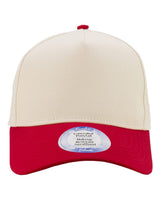 Infinity Her Women's Two-Tone Five-Panel Cap. COLBIE - Ivory/ Red/ Leopard Camo