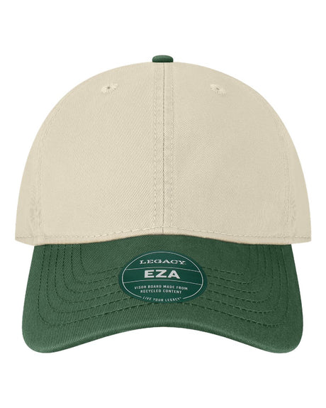 LEGACY Relaxed Twill Dad Hat. EZA - Stone/ Dark Green