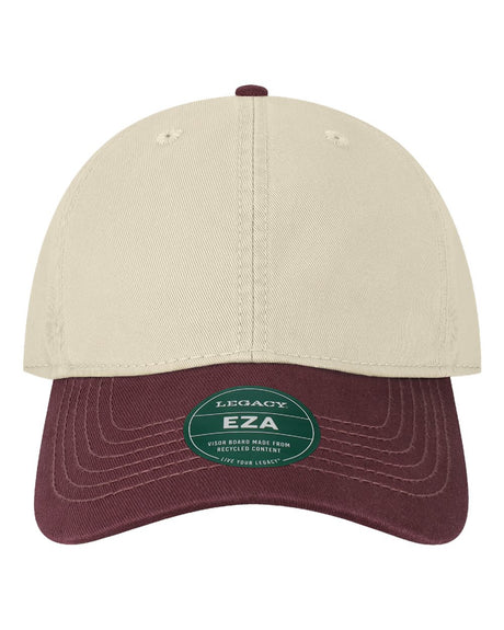 LEGACY Relaxed Twill Dad Hat. EZA - Stone/ Maroon