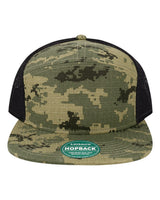 LEGACY Hopback Seven-Panel Trucker Cap. H7FB - Army Digi Camo Ripstop/ Black