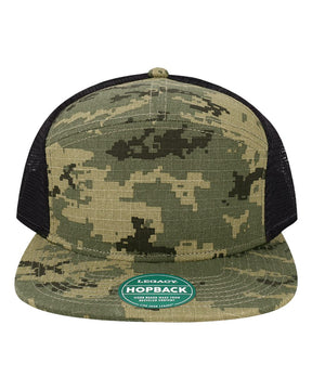 LEGACY Hopback Seven-Panel Trucker Cap. H7FB - Army Digi Camo Ripstop/ Black