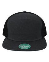 LEGACY Hopback Seven-Panel Trucker Cap. H7FB - Black/ Black
