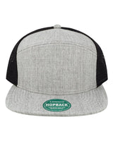 LEGACY Hopback Seven-Panel Trucker Cap. H7FB - Heather Grey/ Black