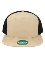 LEGACY Hopback Seven-Panel Trucker Cap. H7FB - Khaki Ripstop/ Black