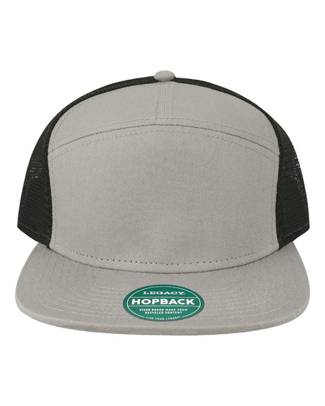 LEGACY Hopback Seven-Panel Trucker Cap. H7FB - Light Grey/ Black