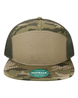 LEGACY Hopback Seven-Panel Trucker Cap. H7FB - Light Olive Ripstop/ Army Camo