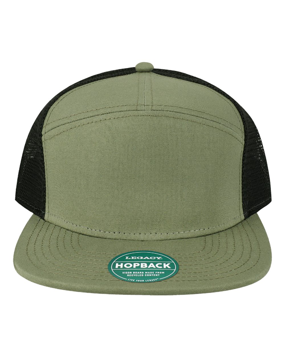 LEGACY Hopback Seven-Panel Trucker Cap. H7FB - Olive/ Black