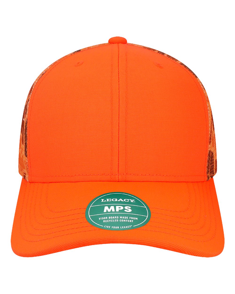 LEGACY Mid-Pro Snapback Trucker Cap. MPS - Blaze Orange/ Camo