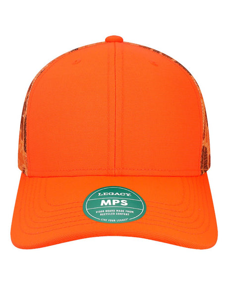 LEGACY Mid-Pro Snapback Trucker Cap. MPS - Blaze Orange/ Camo