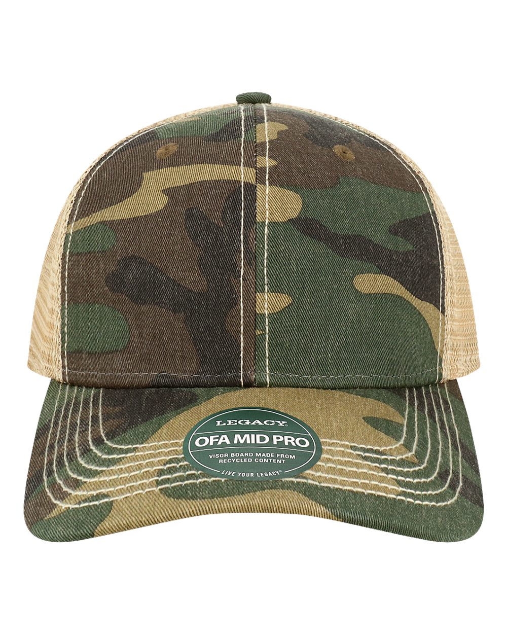 LEGACY Old Favorite Mid Pro Trucker Cap. OFMPS - Army Camo/ Khaki