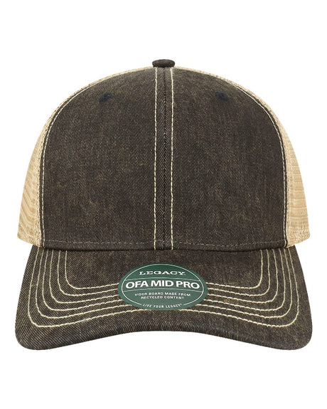 LEGACY Old Favorite Mid Pro Trucker Cap. OFMPS - Black/ Khaki