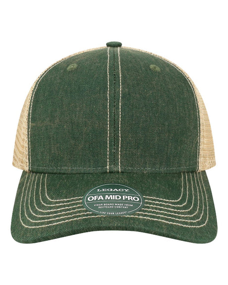 LEGACY Old Favorite Mid Pro Trucker Cap. OFMPS - Dark Green/ Khaki