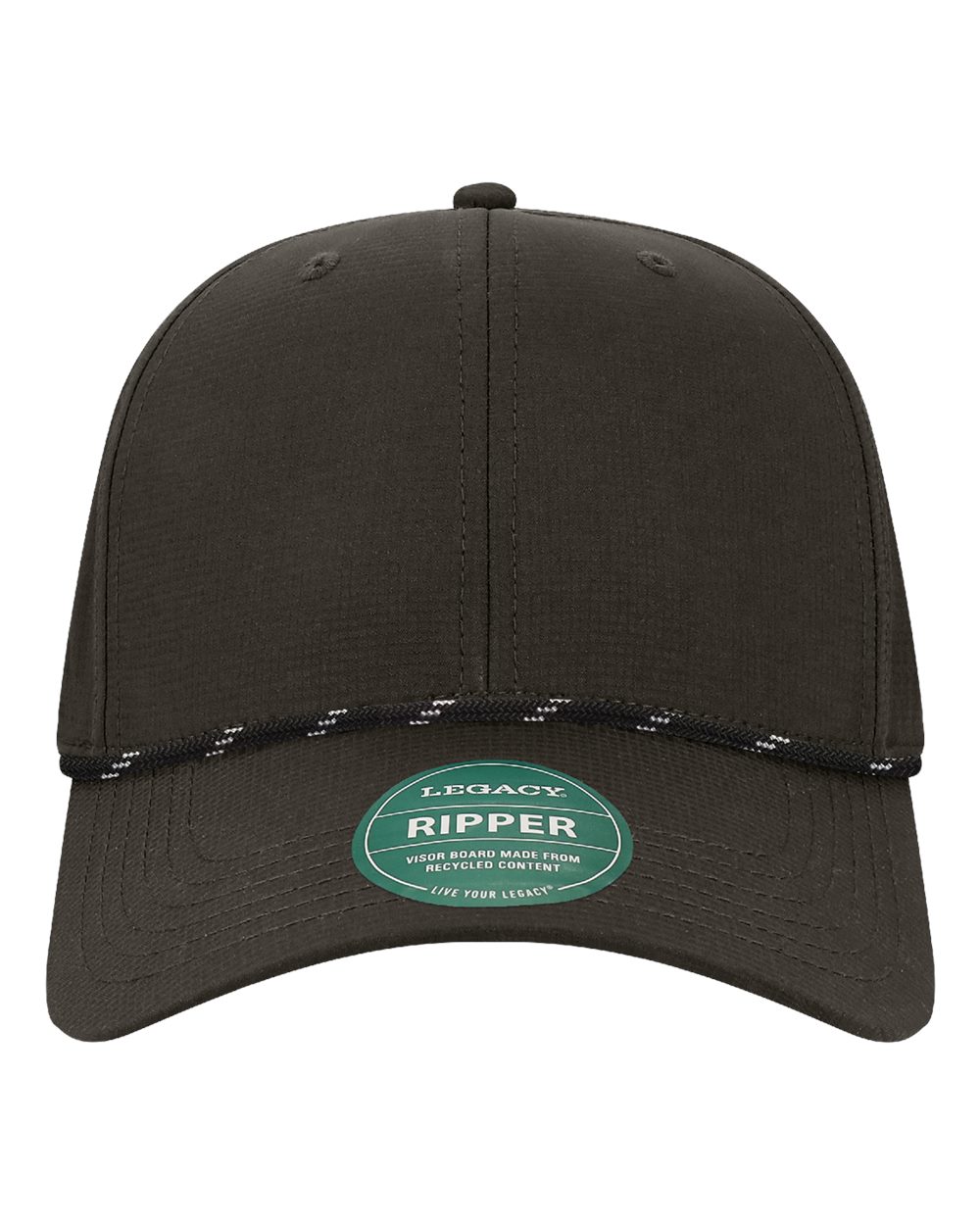 LEGACY Six-Panel Ripstop Rope Cap. RIPPER - Black-Black/ White