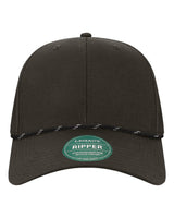 LEGACY Six-Panel Ripstop Rope Cap. RIPPER - Black-Black/ White