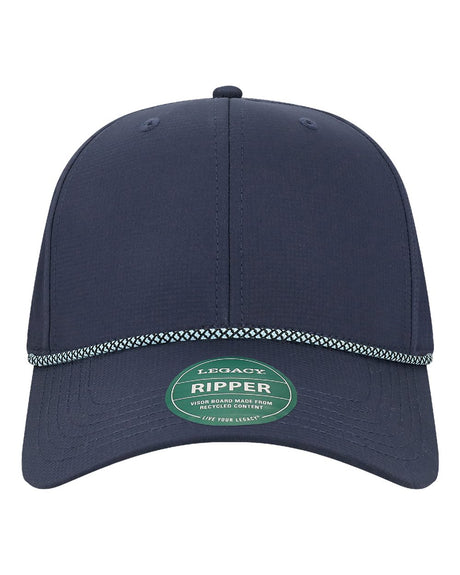 LEGACY Six-Panel Ripstop Rope Cap. RIPPER - Navy/ Crystal Blue