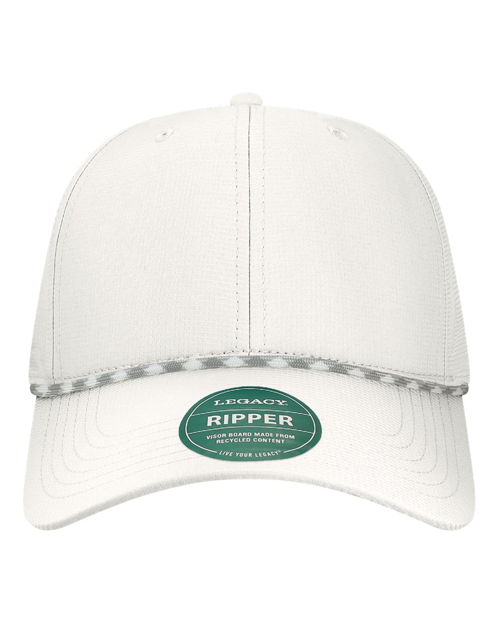 LEGACY Six-Panel Ripstop Rope Cap. RIPPER - White-Neutral/ Grey