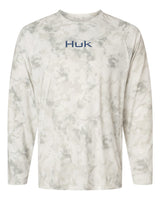 HUK Men's Airweight KS Printed Crewneck Pullover. H1200718 - Egret