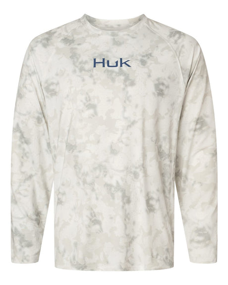 HUK Men's Airweight KS Printed Crewneck Pullover. H1200718 - Egret