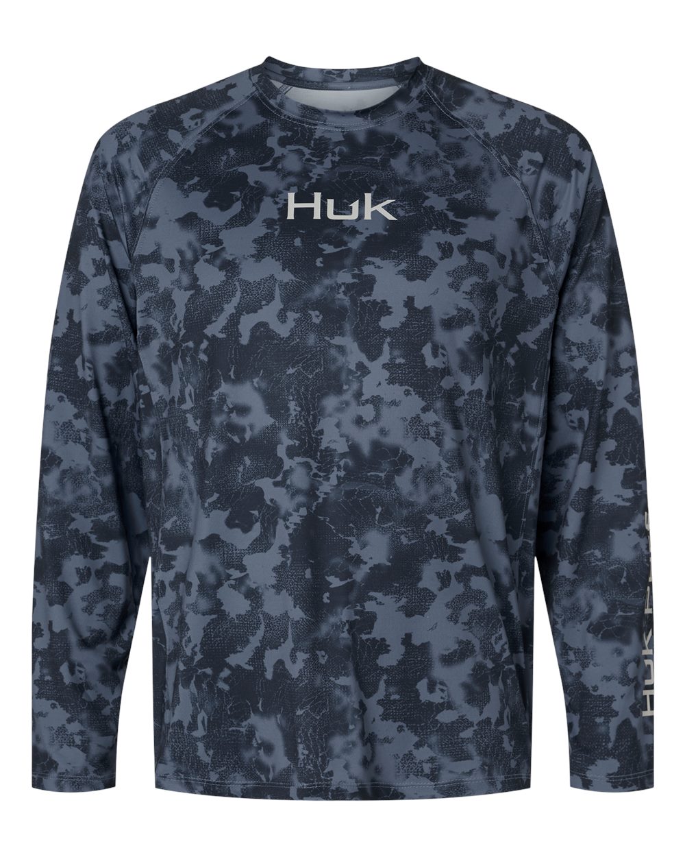 HUK Men's Airweight KS Printed Crewneck Pullover. H1200718 - Stormy Blue