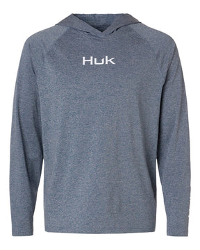 HUK Men's Airweight Hooded Pullover. H1200737 - Stormy Blue Heather
