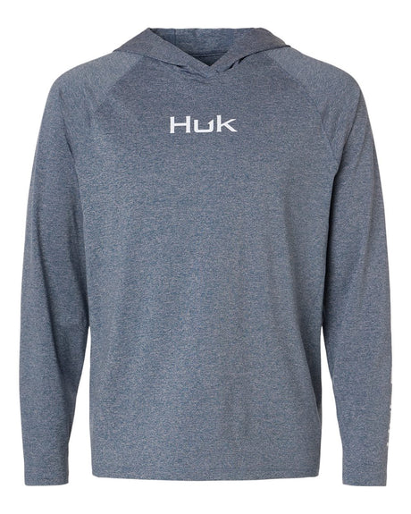 HUK Men's Airweight Hooded Pullover. H1200737 - Stormy Blue Heather