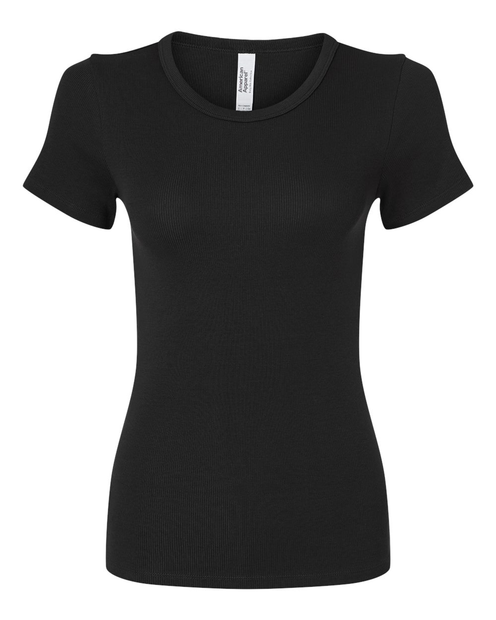 American Apparel Women's Baby Rib Fitted Tee. BR2102 - Black