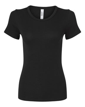American Apparel Women's Baby Rib Fitted Tee. BR2102 - Black