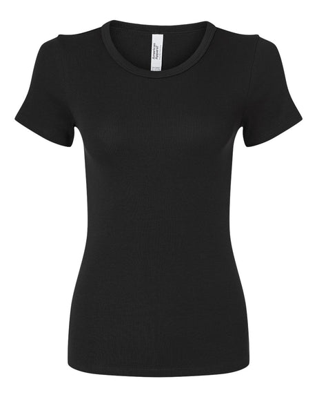 American Apparel Women's Baby Rib Fitted Tee. BR2102 - Black